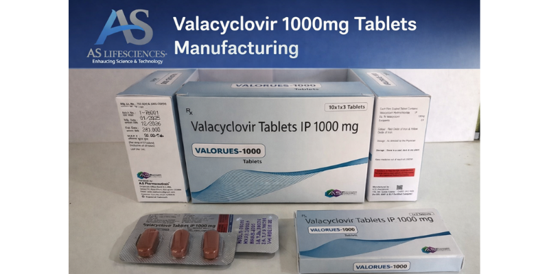 Valacyclovir 1000mg Tablets Manufacturing in cGMP certified facility by AS Lifesciences